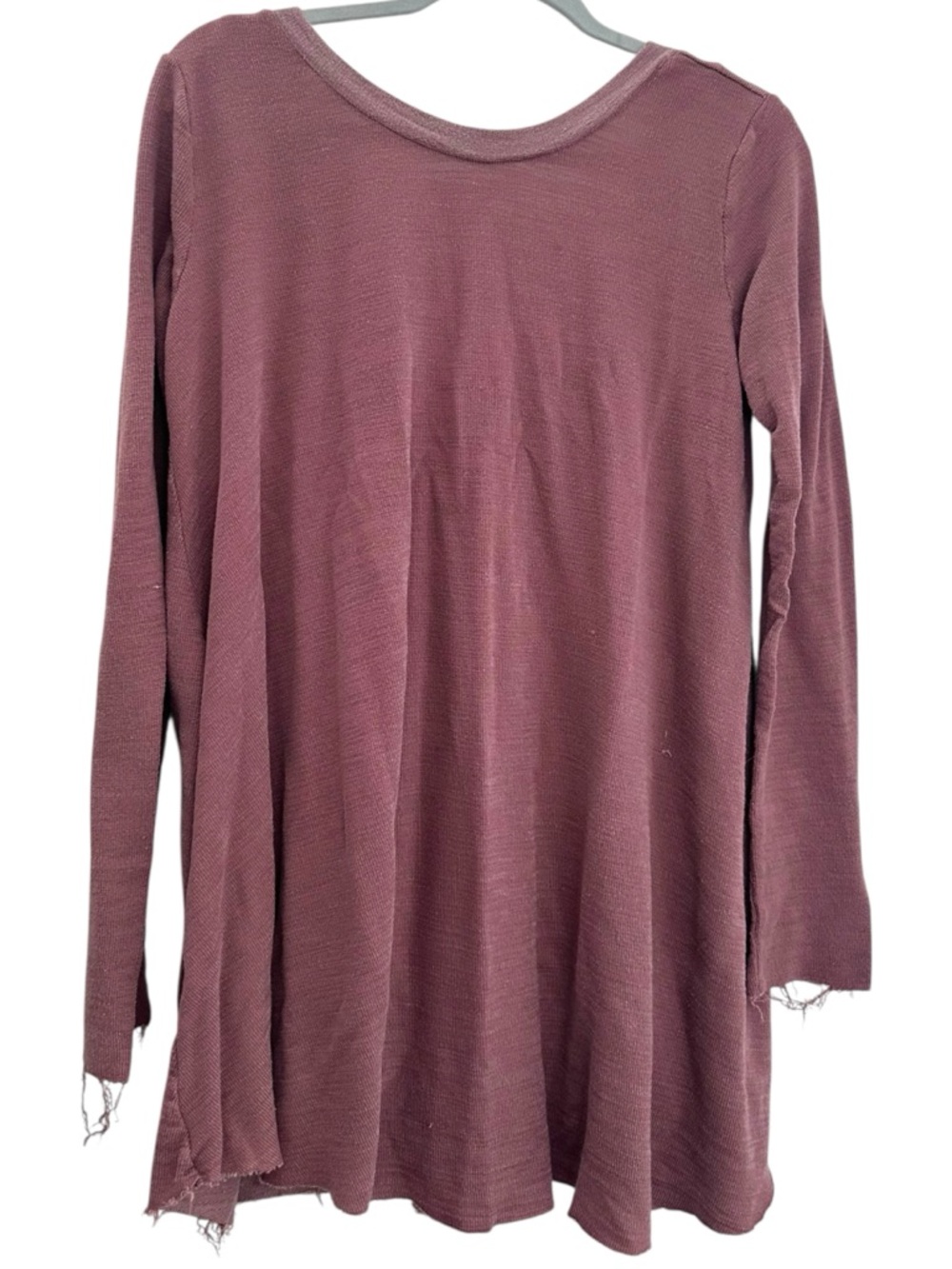 Free People FP Beach Relaxed Tunic Shirt Long Sleeve Oversized Raw Hem Womens L
